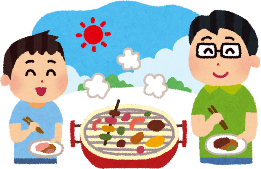 Illustration of Family Enjoying a BBQ Outdoors