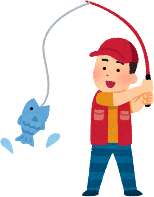 Hand-Drawn Illustration of Man Fishing
