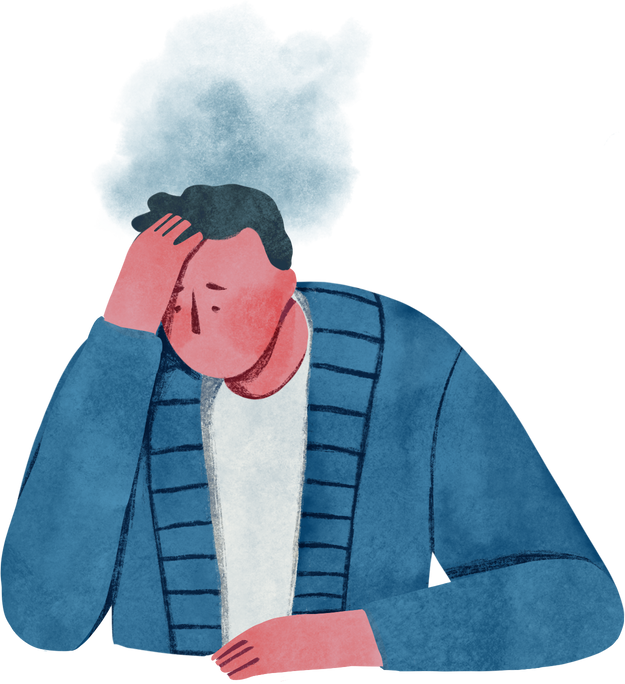 Man Overwhelmed Anxious